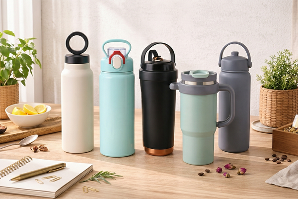 Insulated water bottles arranged to show the qualities of a good everyday water bottle