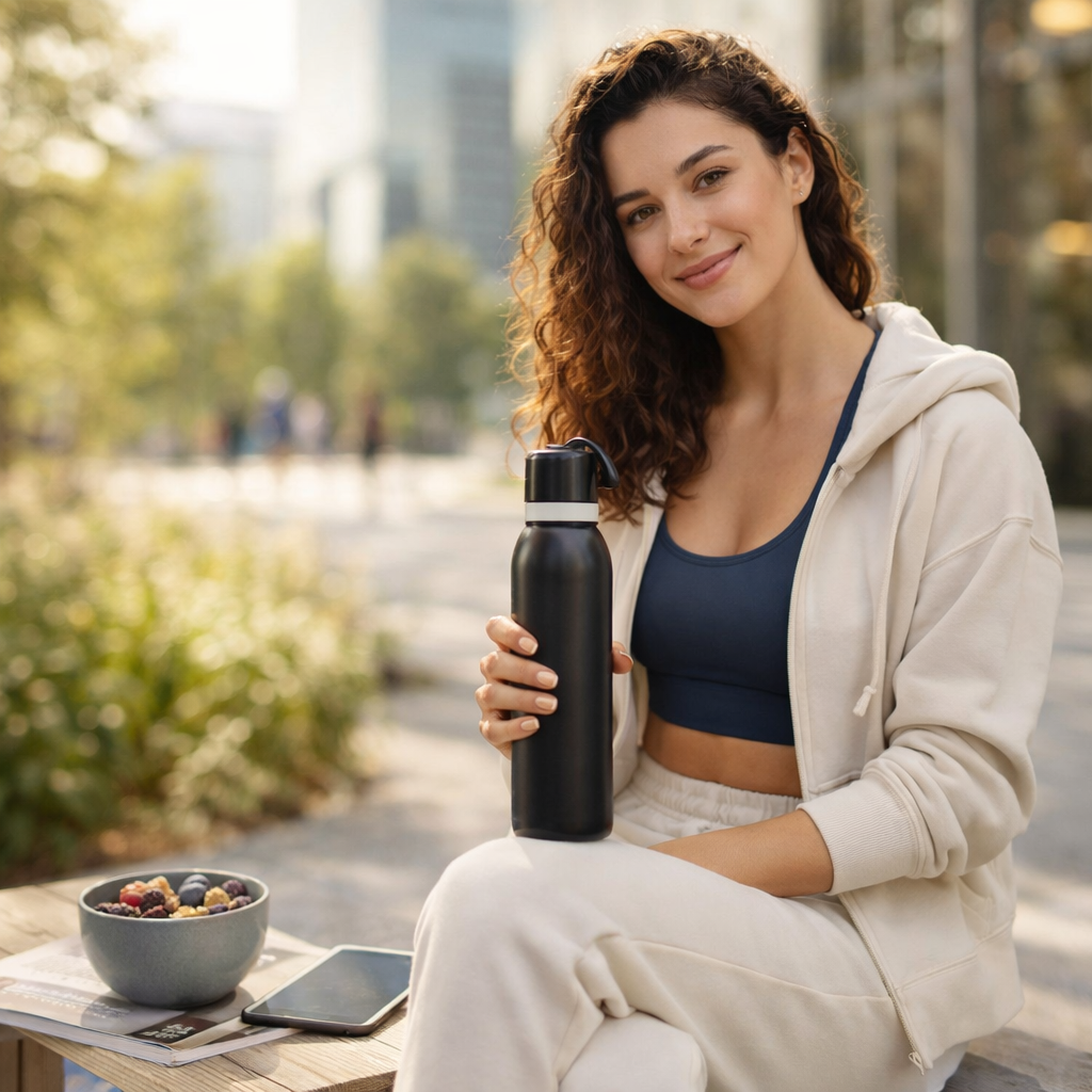 Dual-Drinking Lid Insulated Water Bottle