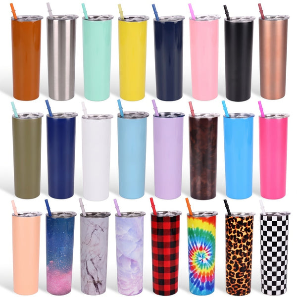 Powder Coated Skinny Straw Tumbler