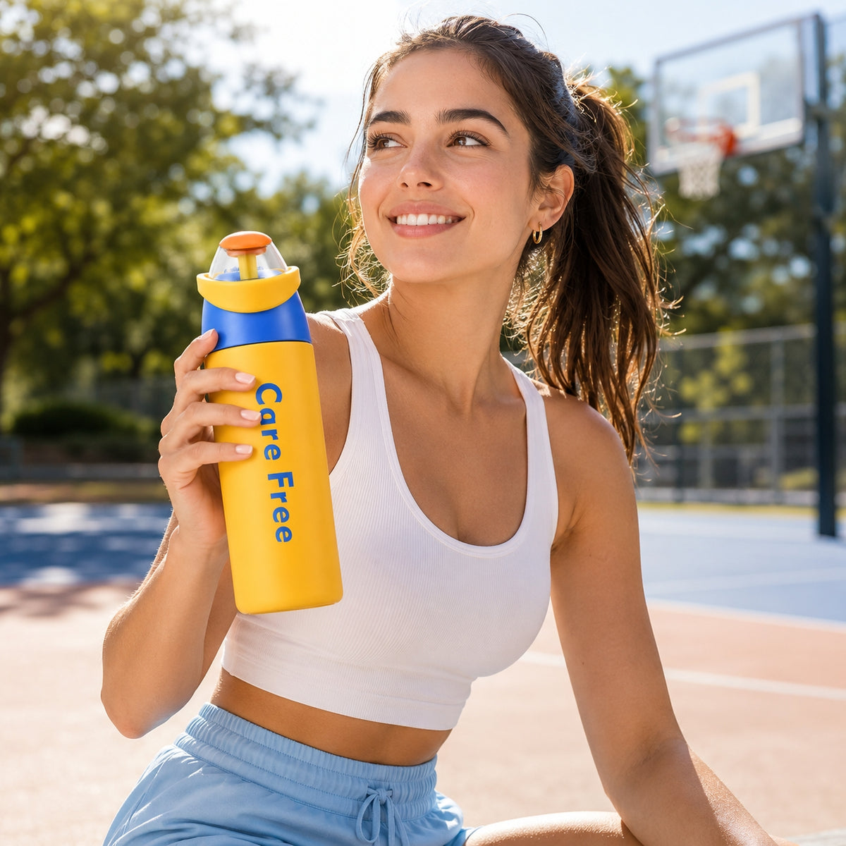 Dual-Drink Straw Lid Insulated Water Bottle 24oz