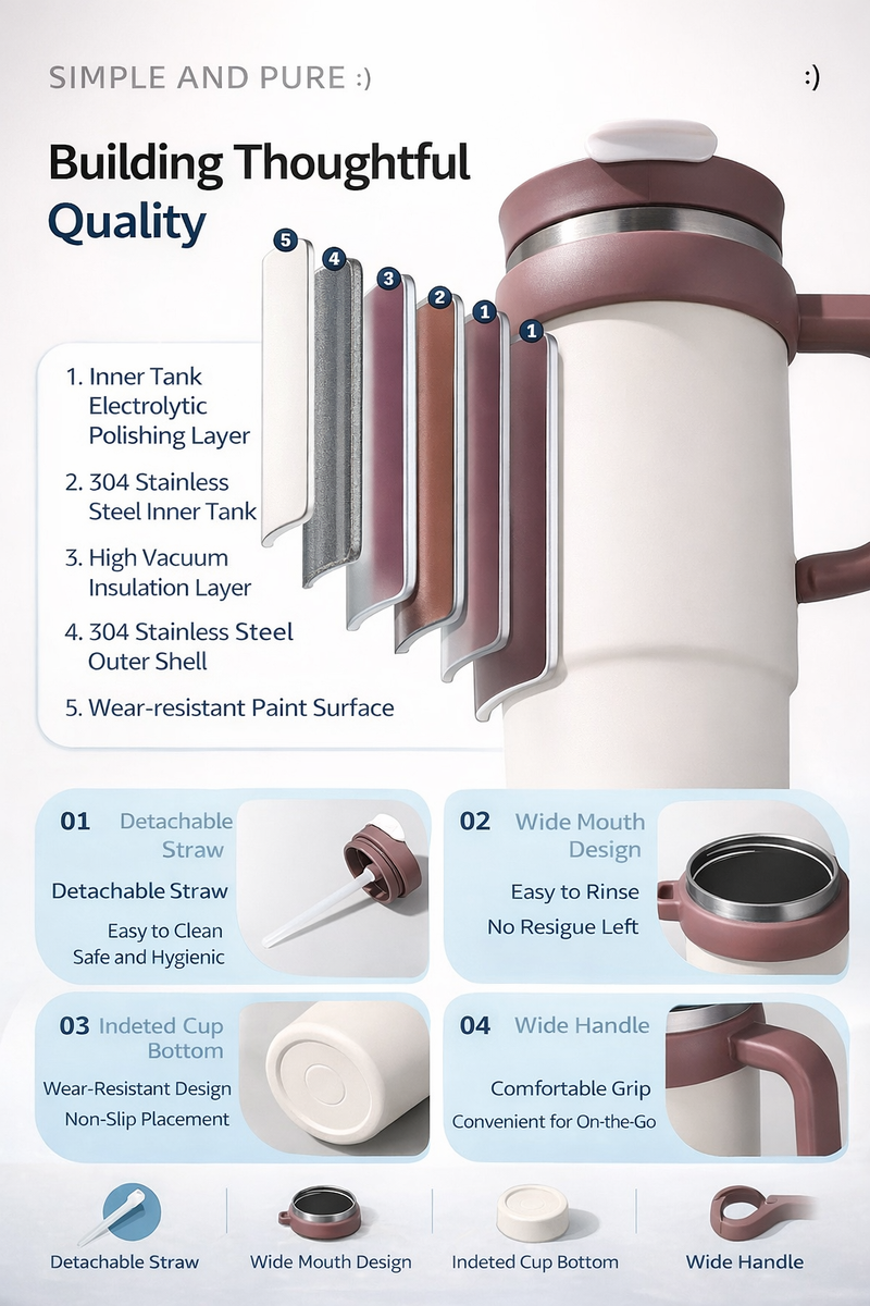 Handled Dual-Drink Travel Tumbler 40oz