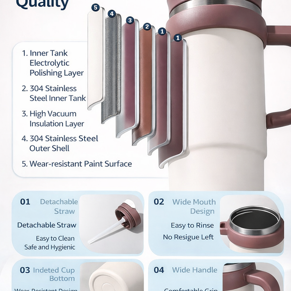 Handled Dual-Drink Travel Tumbler 40oz