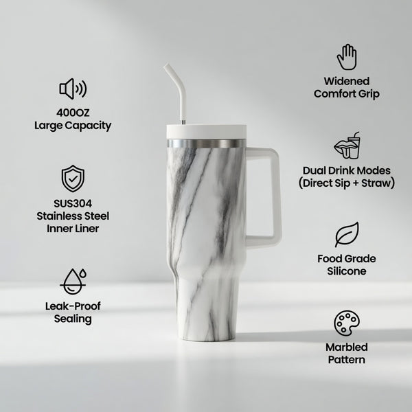 Marbled Handled Straw Tumbler 40oz
