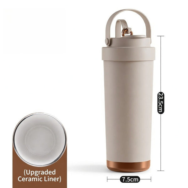 Ceramic Lined Handled Travel Tumbler 26oz