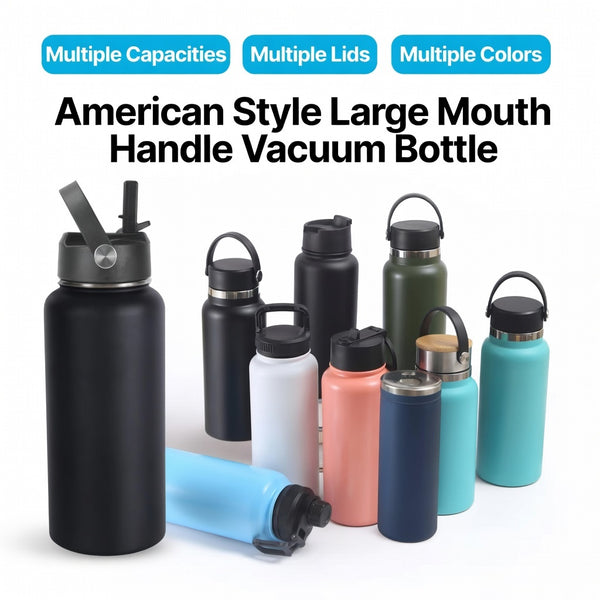 Straw Lid Insulated Water Bottle with Carry Handle