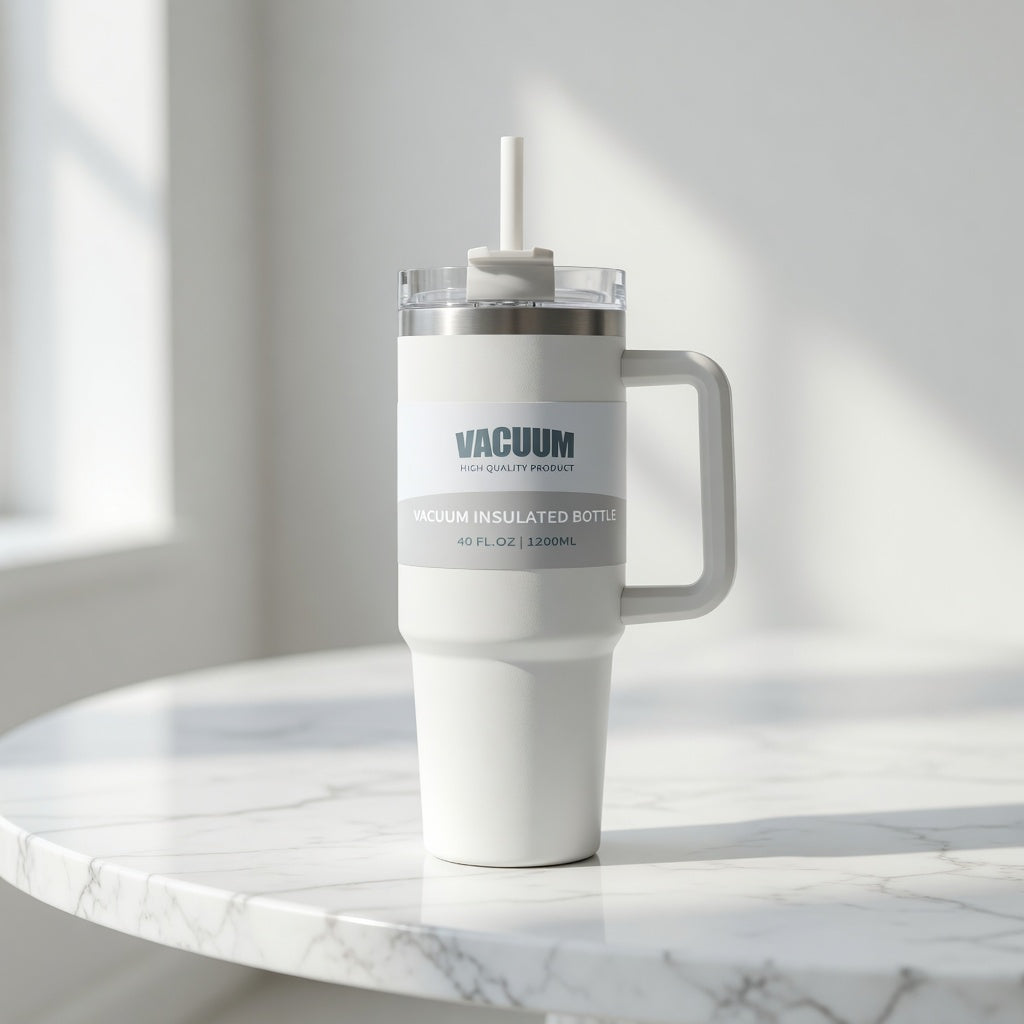 Handled Straw Lid Travel Tumbler 40oz