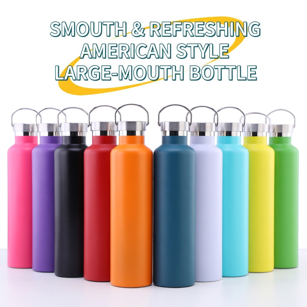 Wide Mouth Stainless Steel Bottle with Carry Handle