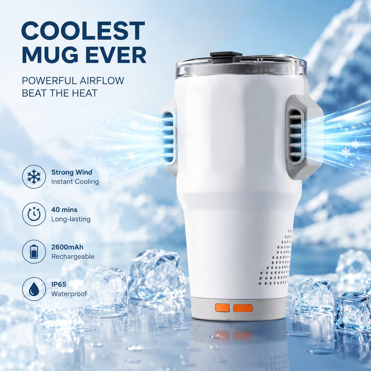 Smart Air-Conditioning Carry Handle Water Bottle 20oz - 40-Min Runtime