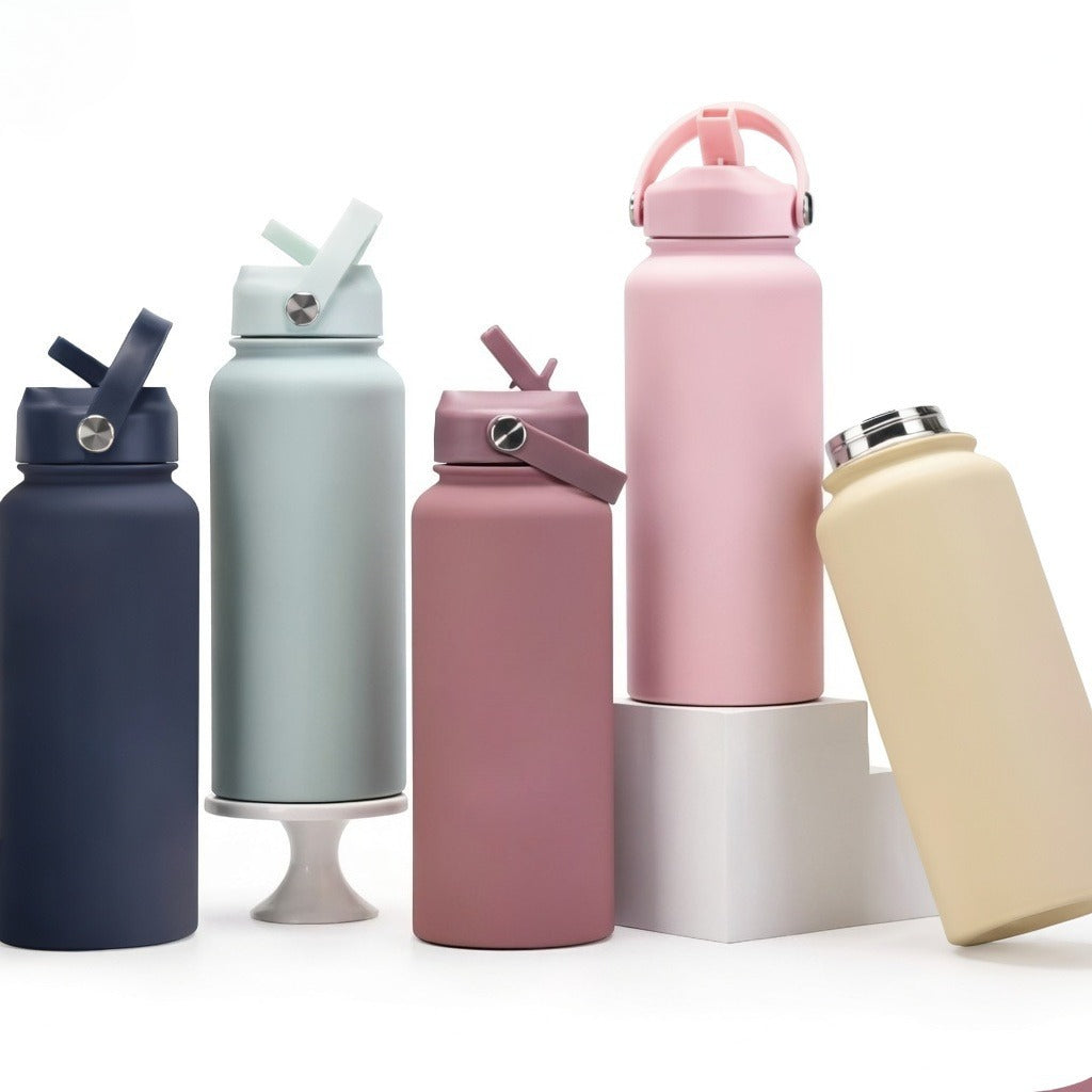 Matte Straw Lid Insulated Bottle