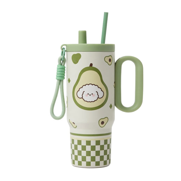 Cute Cartoon Handled Straw Tumbler with Tea Infuser 25oz
