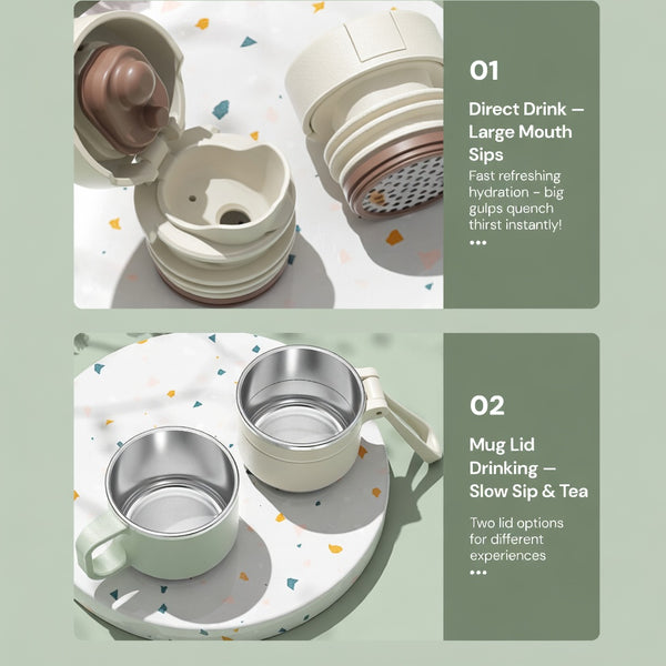 Matte Dual-Drink Water Bottle with Cup Lid