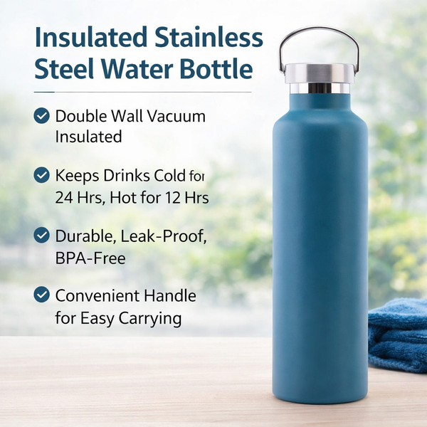 Wide Mouth Stainless Steel Bottle with Carry Handle
