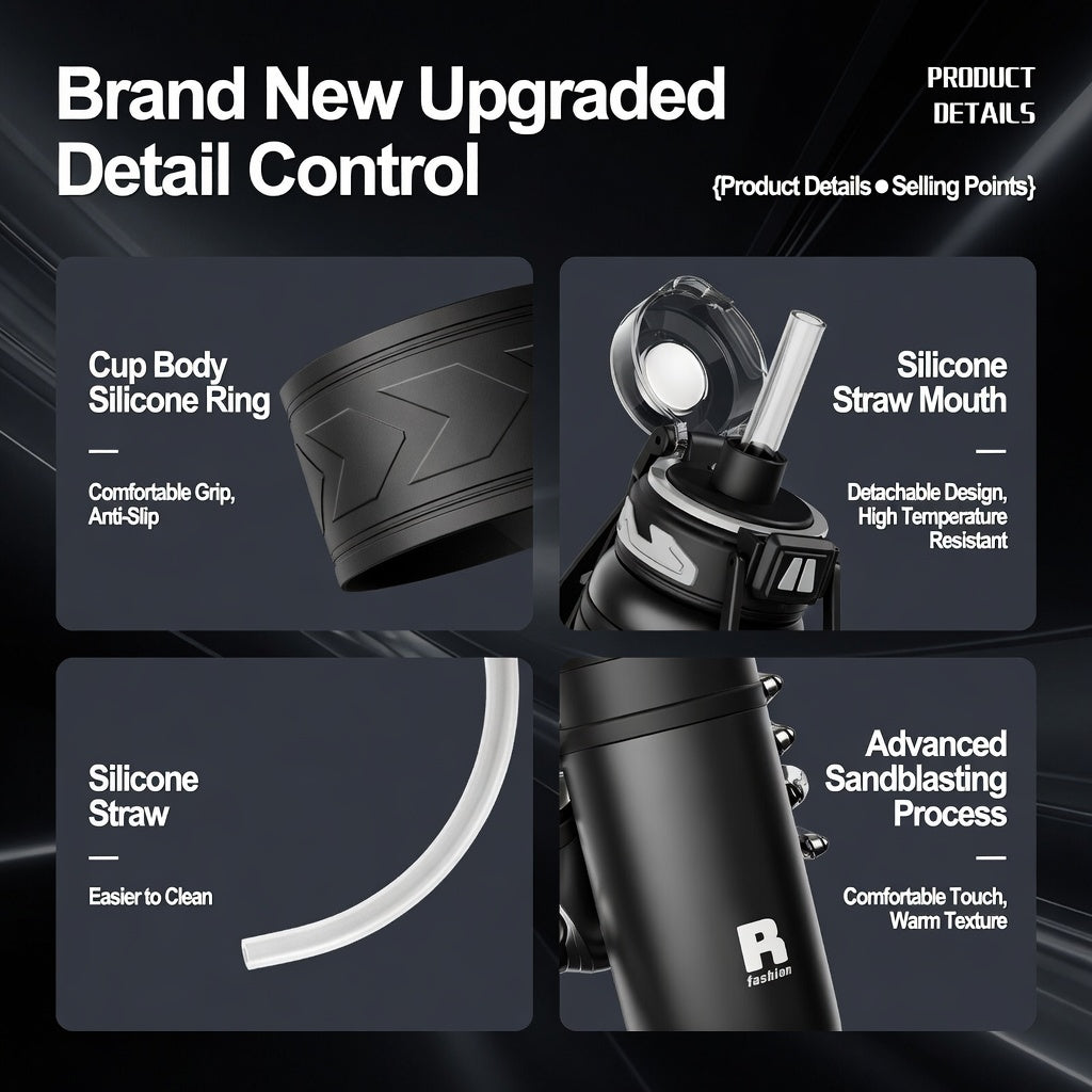 Dual-Mode Straw Lid Insulated Sports Bottle