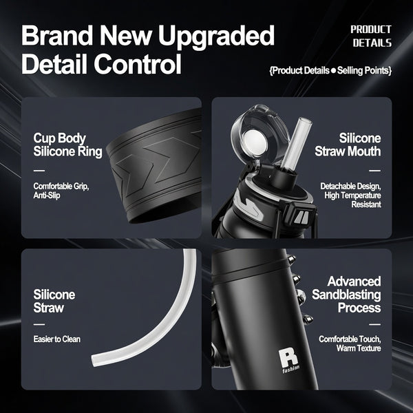 Dual-Mode Straw Lid Insulated Sports Bottle
