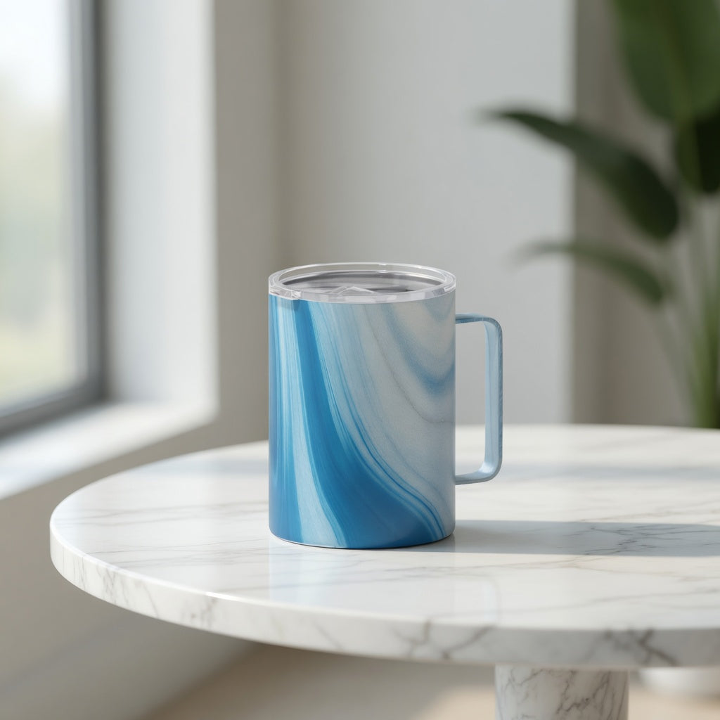 Marble Handled Insulated Coffee Mug 12oz