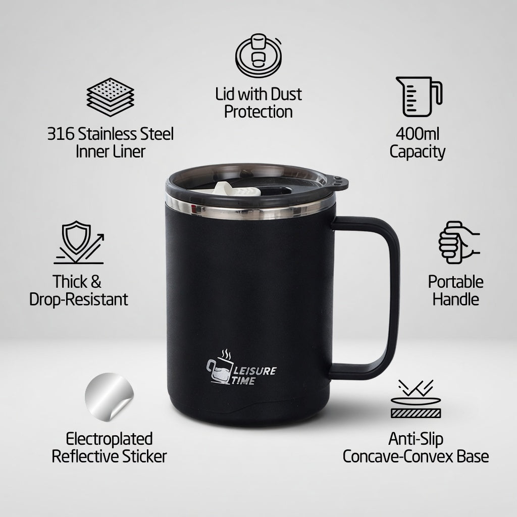316 Stainless Steel Handled Coffee Mug 14oz