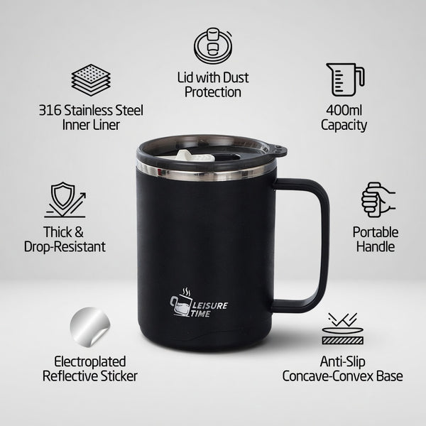 316 Stainless Steel Handled Coffee Mug 14oz