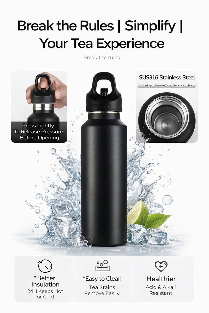 One-Handed Quick-Open Insulated Bottle 24oz