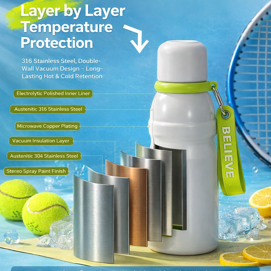 Matte Carry Strap Insulated Water Bottle 20oz