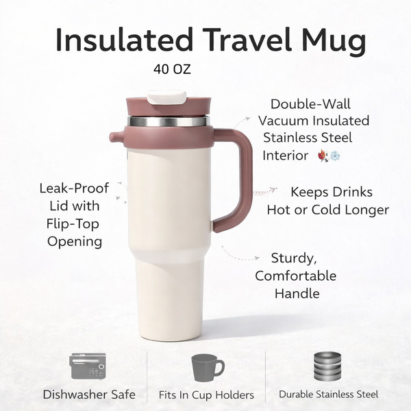 Handled Dual-Drink Travel Tumbler 40oz