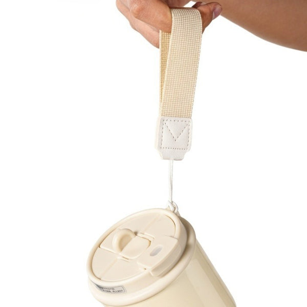 Dual-Lid Insulated Coffee Tumbler with Carry Strap