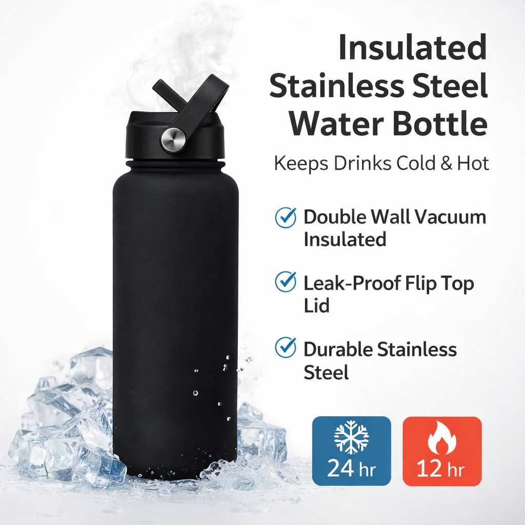 Matte Straw Lid Insulated Bottle