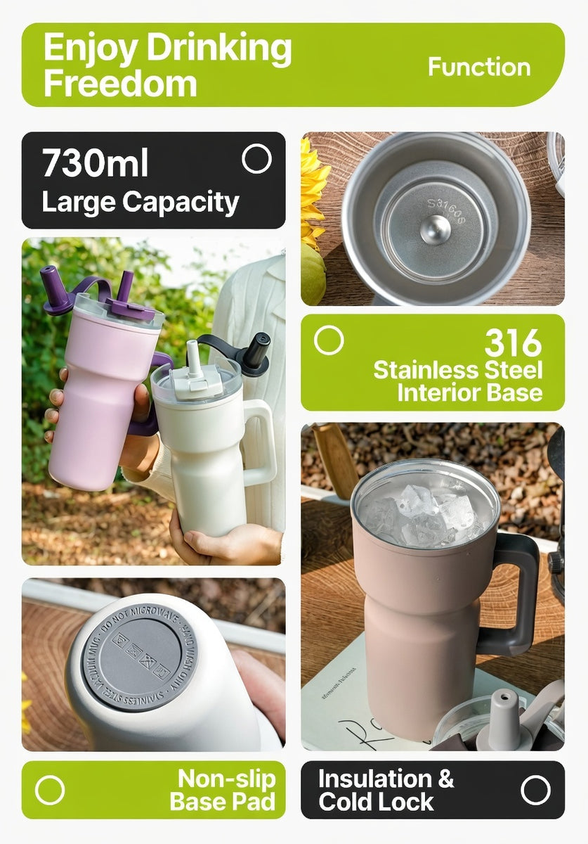 Matte Handled Straw Lid Travel Tumbler 25oz