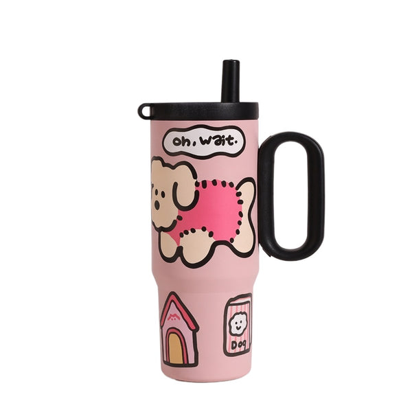 Matte Handled Tumbler with Dual-Drinking Lid 26oz