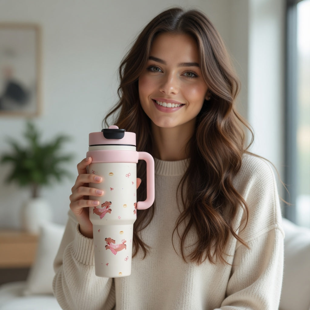 Matte Handled Dual-Sip Tumbler