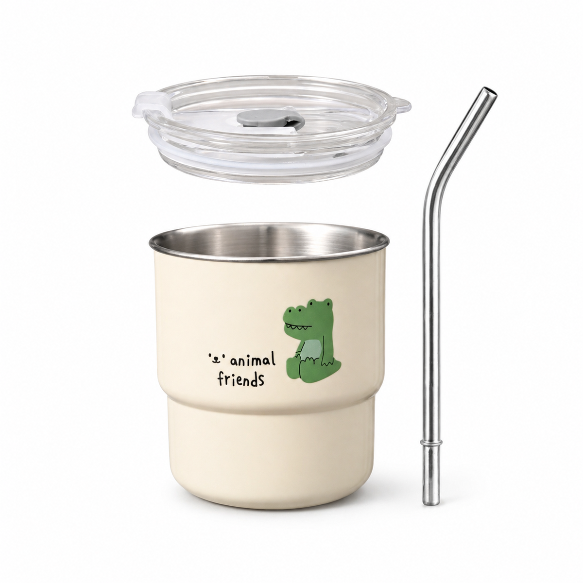 Cartoon Animal Straw Lid Coffee Tumbler