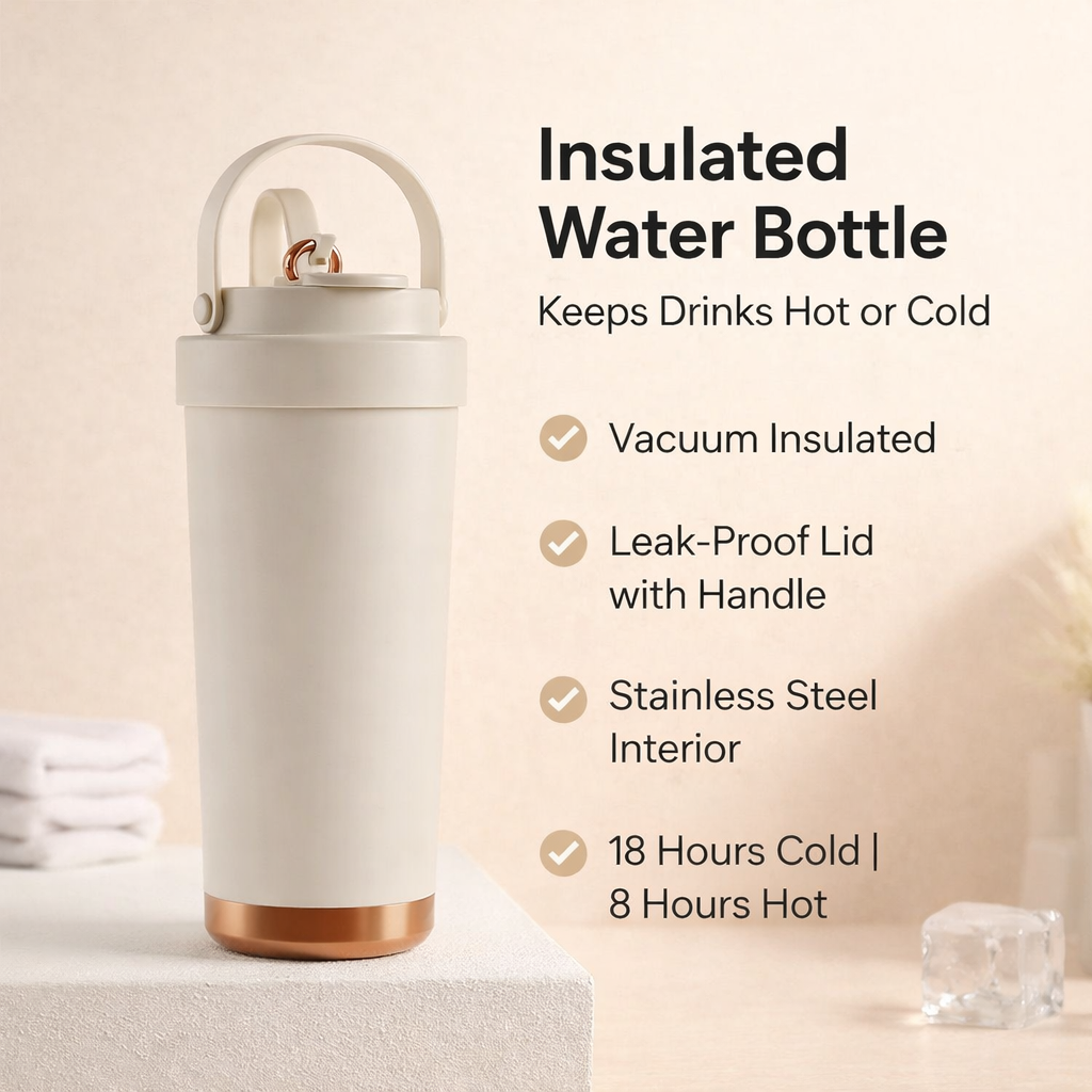 Ceramic Lined Handled Travel Tumbler 26oz