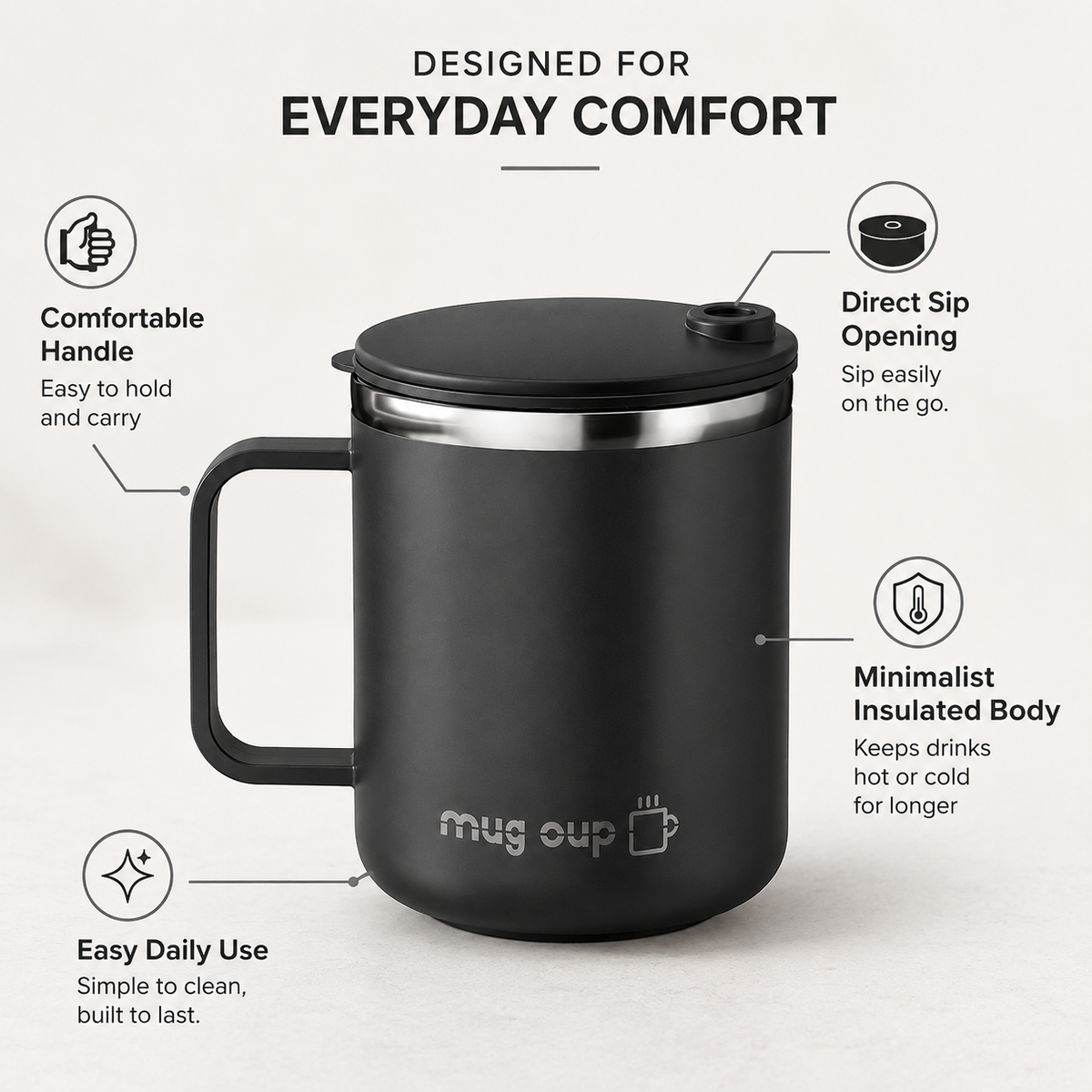Sliding Lid Handled Coffee Tumbler 14oz