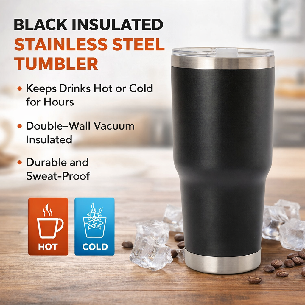 Cup Holder Friendly Insulated Travel Tumbler 30oz