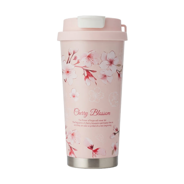 Floral Patterned Insulated Coffee Tumbler with Dual-Drinking Lid 17oz