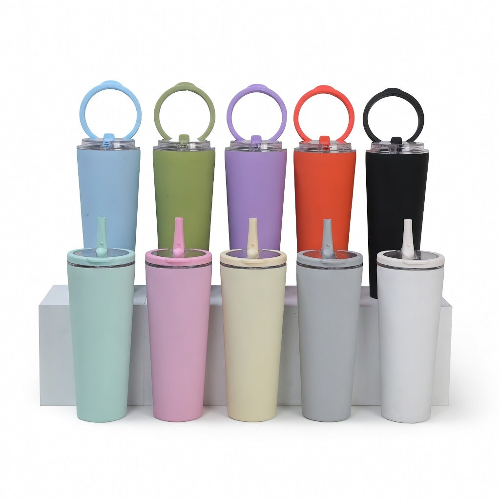 Integrated Ring Handle Straw Tumbler