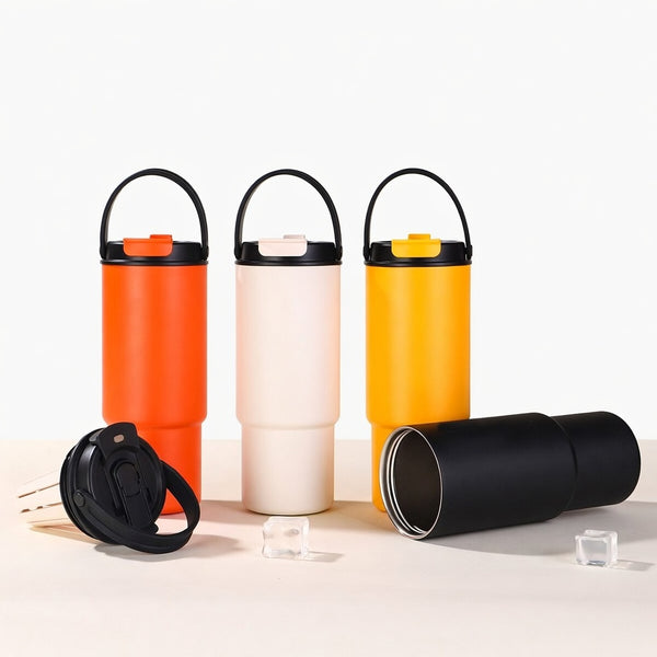 Handled Straw Lid Travel Tumbler 30oz