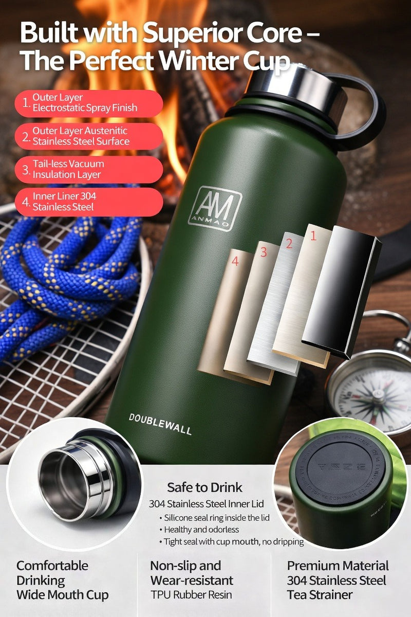 Wide Mouth Carry Handle Insulated Bottle