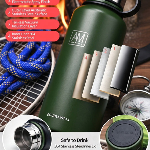 Wide Mouth Carry Handle Insulated Bottle