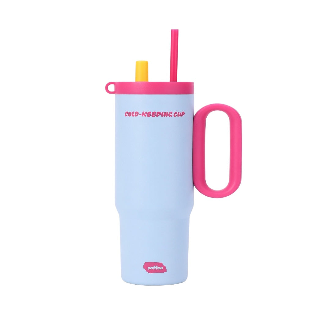 Matte Handled Tumbler with Dual-Drinking Lid 26oz