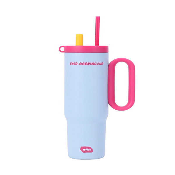 Matte Handled Tumbler with Dual-Drinking Lid 26oz