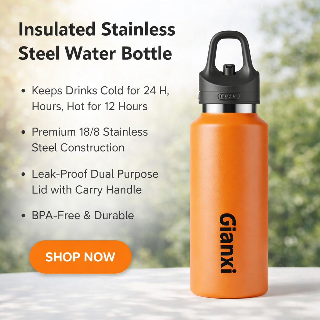 One-Click Wide Mouth Carry Handle Water Bottle