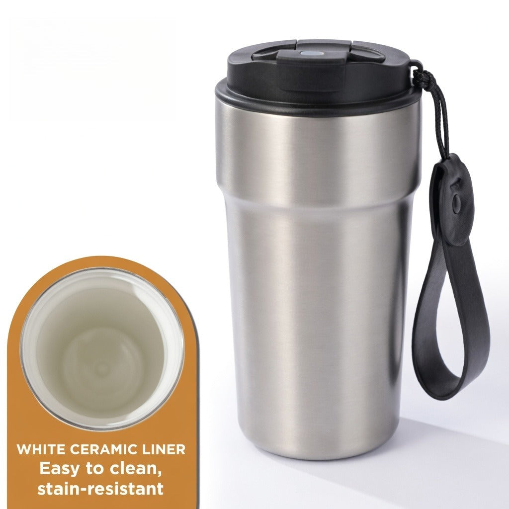 Ceramic Lined Dual-Drink Travel Tumbler 18oz