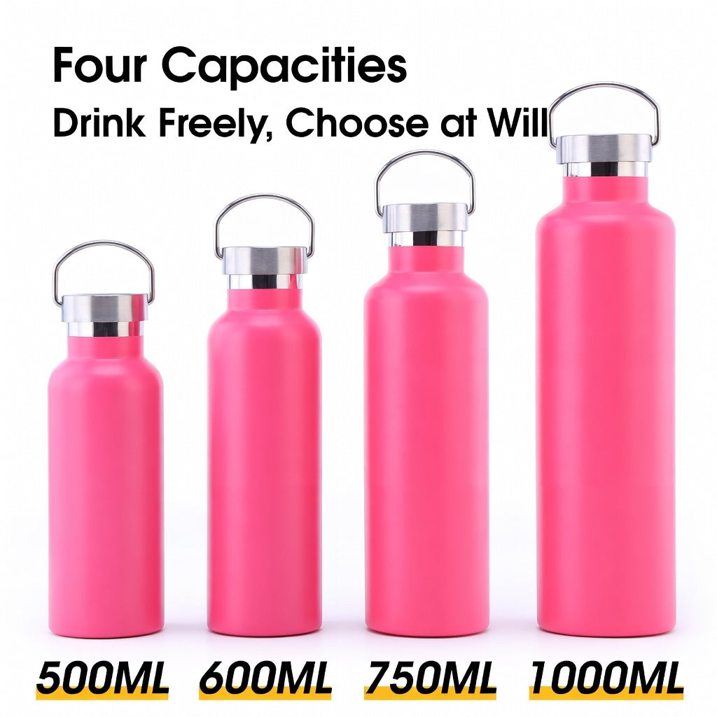 Wide Mouth Stainless Steel Bottle with Carry Handle