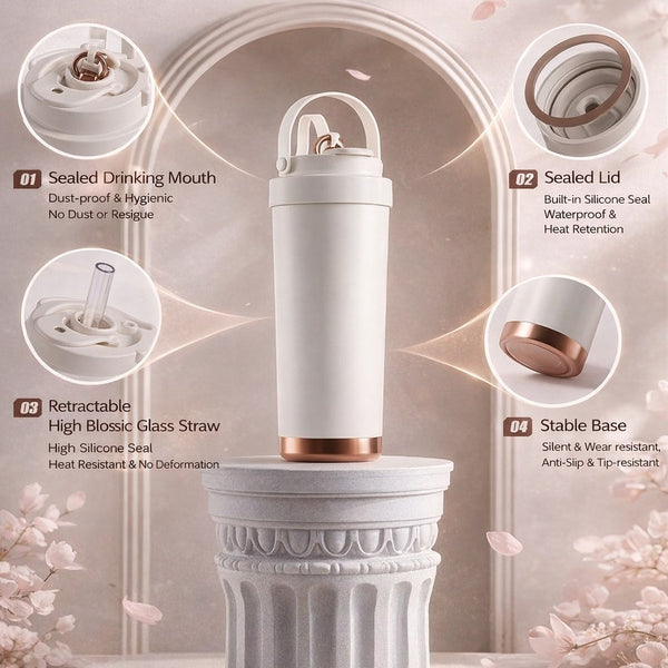 Ceramic Lined Handled Travel Tumbler 26oz