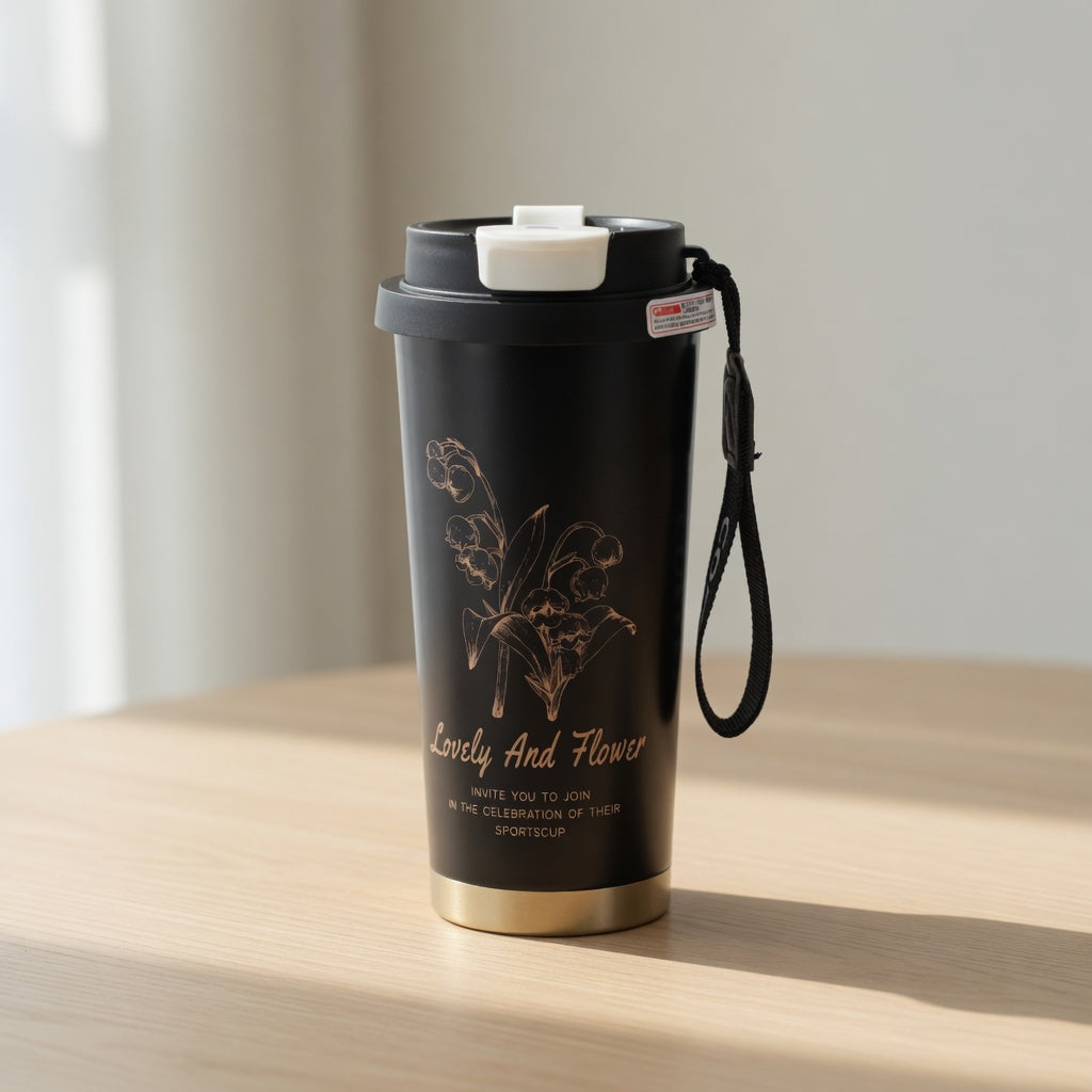 Lily of the Valley Triple-Lid Coffee Tumbler 18oz