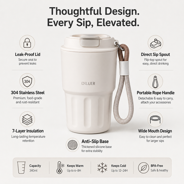 Insulated Carry Strap Coffee Tumbler 12oz