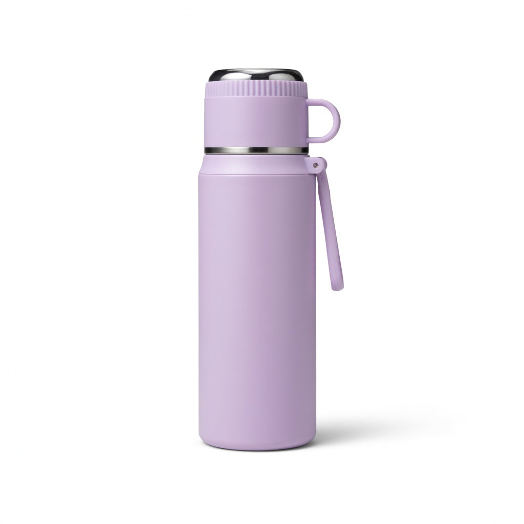 Matte Dual-Drink Water Bottle with Cup Lid