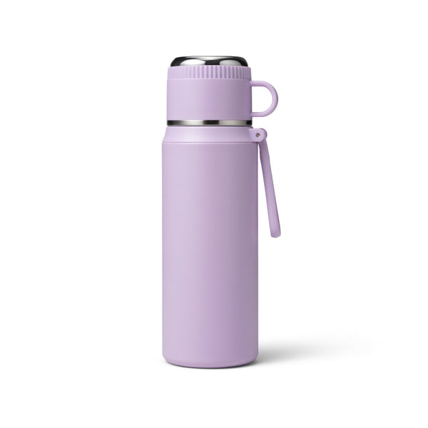 Matte Dual-Drink Water Bottle with Cup Lid