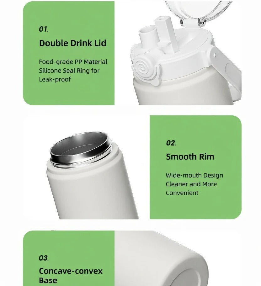 Large Capacity Dual-Drink Water Bottle with Integrated Handle