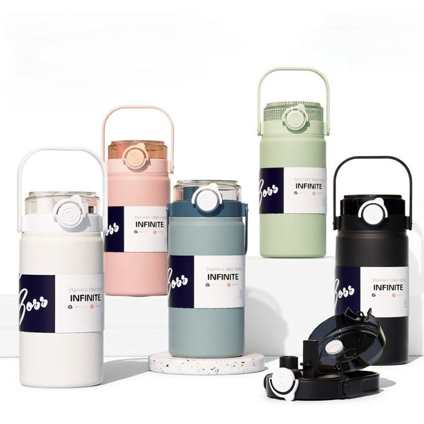 Large Capacity Dual-Drink Water Bottle with Integrated Handle